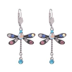 NEW Crystal Dragonfly Leverback Dangle Earrings